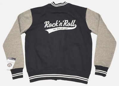 MV SPORT Rock and Roll mens Varsity Full Zip Sweatshirt jacket size M (NWT)