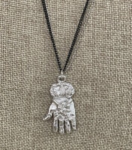 Authentic Beautiful necklace, Hamsa Fatima Hand, white gold plated, great gift, Casual loo