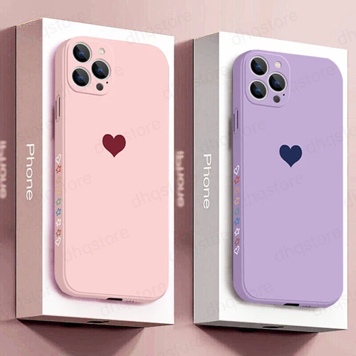 Heart Phone Case For iPhone 17 Pro Max 16 15 14 13 12 Slim Silicone Soft Cover