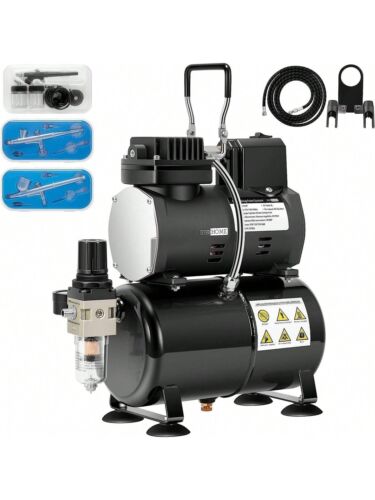 VIVOHOME Airbrush Kit with Professional Air Compressor with 3L Tank, Quiet