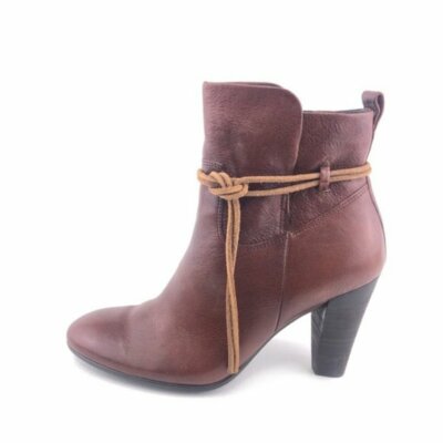 Ecco Brown Leather Ankle Boots EUR 36 Womens Size 5-5.5 Casual Shoes High Heel