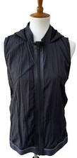 FABLETICS Black Nylon Kennedy Vest Mesh Lining Hooded Sz Large Sporty