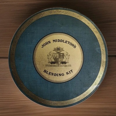 Antique JOHN MIDDLETON'S BLENDING KIT Tin TOBACCO SMOKING PIPE 1926 Tax  Stamps