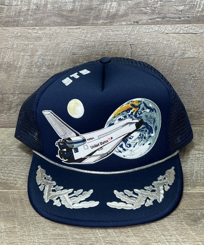 Vintage 80s NASA Space Shuttle STS Space Graphic Snapback Trucker Rope Hat Cap - Picture 8 of 19