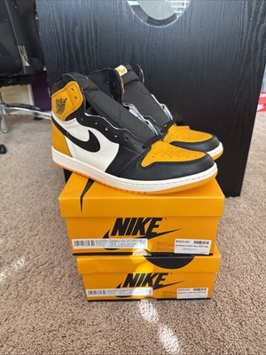 New Nike Air Jordan 1 Retro High OG Taxi Yellow Toe Men s Size 11 -- 555088-711