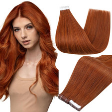 Hair Extensions Human Hair Color 550 Copper Tape in Extensions Human Hair 24Inch