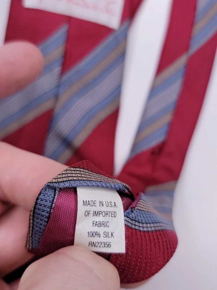 Gloria Vanderbilt Mens Formal Necktie 56"Lx3"W Red/Blue Neck Tie - Image 4 of 4