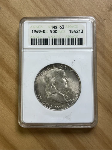 1949-D Franklin Half Dollar ANACS MS63