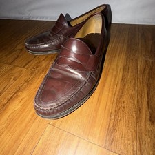 SEBAGO Penny Loafers Shoes Men's 11.5D Burgundy Leather Hand-Sewn Made in USA