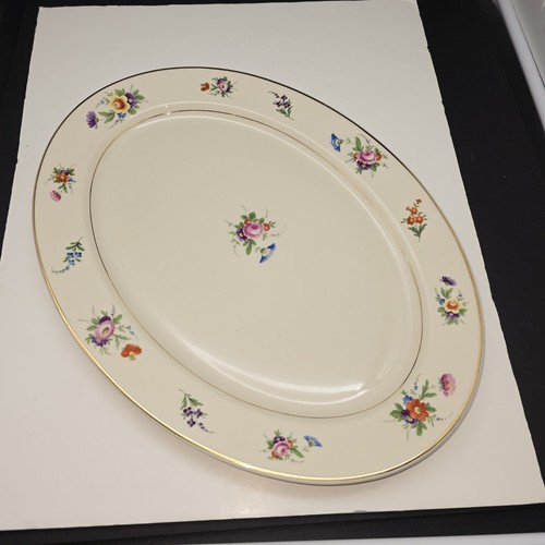 Syracuse Old Ivory Oval Serving Platter Selma Floral Pattern 16" - Picture 2 of 9