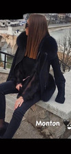 Damen Jacke Schwarz kurz Gr. S mit Fellkragen...