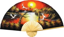 Oriental-Decor Asian Sunrise Folding Wall Fan Hand-painted Wall Decor Art 60...