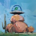 Alien Desert Landing Art PRINT of Oil Painting by Jose TRUJILLO 10x10 — photo 1