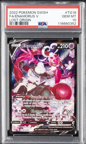 2022 POKEMON SWORD & SHIELD LOST ORIGIN #TG18 FULL ART/ENAMORUS V PSA 10
