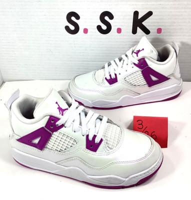 Jordan 4 Retro White Hyper Violet Pink Purple (PS/Youth size 1y