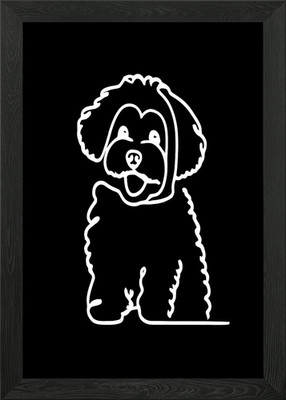 Niedliche Hund Linie Kunst gerahmtes Wandbild Poster Leinwanddruck Bild