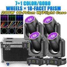 200W LED Moving Head Light 18Prism Beam Stage DJ Disco DMX Spot Lighting W/Case