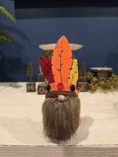 New 7" Orange Red Yellow Brown Native American Thanksgiving Gnome