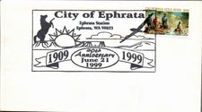 CITY OF EPHRATA 1999  STAMPED CACHET POSTAL COVER 90th ANNIVERSARY, 1909 to 1999