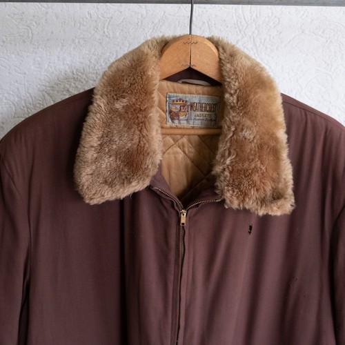 1950’s Weathercrest Gabardine Rockabilly Jacket With Genuine Fur Collar Size XXL - Picture 4 of 24