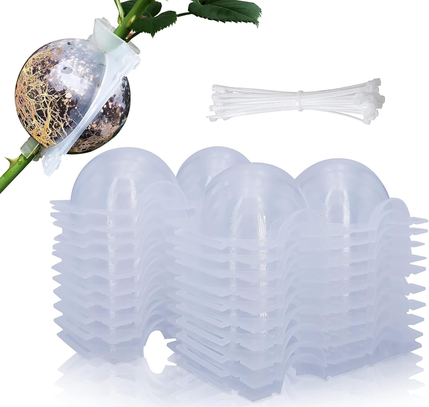 10 PCS Air Layering Propagation Kit with Zip Ties, Reusable Half Transparent Gra