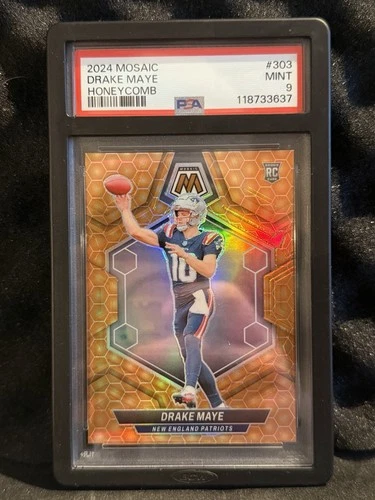 2024 Panini Mosaic - Rookies Drake Maye #303 Honeycomb Prizm (RC) PSA 9 Mint