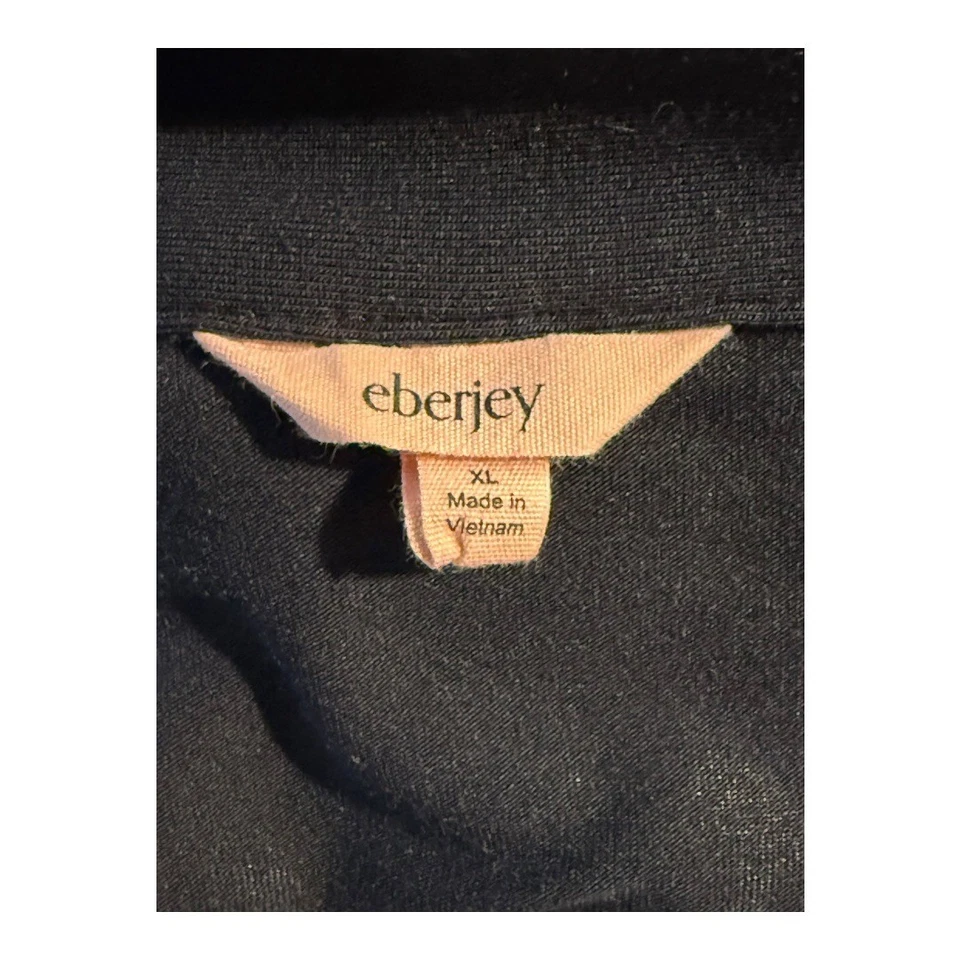 Eberjey Mujer XL Negro Manga Larga Botón Delantero Pijama Camisón Vestido Foto 4 de 4