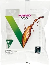 Hario V60 Paper Coffee Filter, Size 01, White, 100Ct