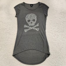 Camiseta Rue 21 Hi Lo Bebé S Gris Perlas Calavera Y2K Años 90 Ajustada Gótica Caprichosa