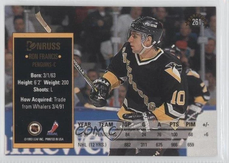 1993-94 Donruss Ron Francis #261 HOF - Image 2 of 2