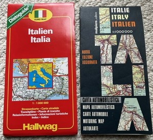 2 Maps: Hallwag Italy 1994-1995 W/Distoguide & Malipiero Spa Editore Italy 1978