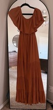 Forever 21 Girl Orange Ruffle Off Shoulder Tiered Maxi Dress Size Small