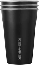 Ice Shaker 20oz Stainless Steel Cups, Stackable, BPA-Free, 3-Pack, Black,