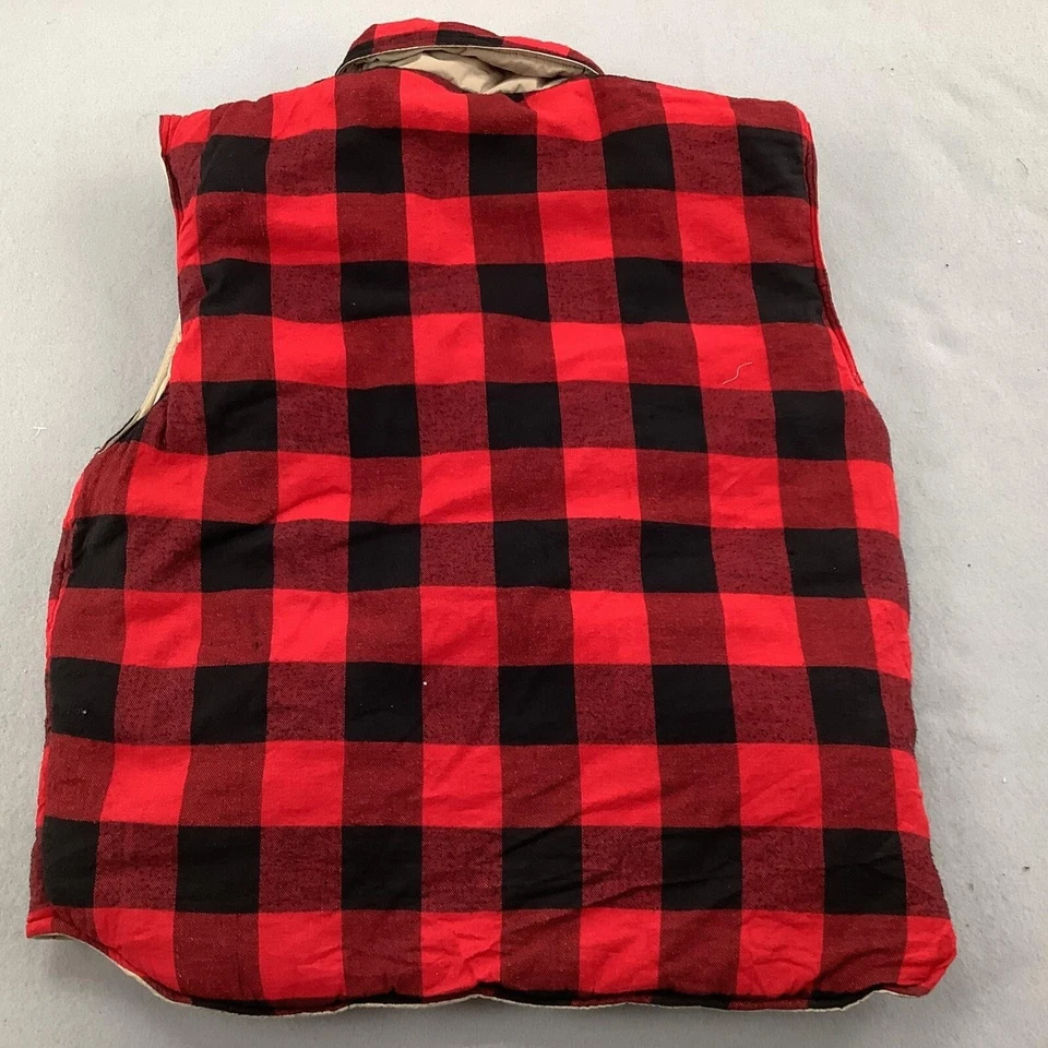 Omni LTD Chaleco Reversible Para Hombre Mediano Ropa de Trabajo Exterior Estilo Vintage Cuadros Beige Foto 3 de 4