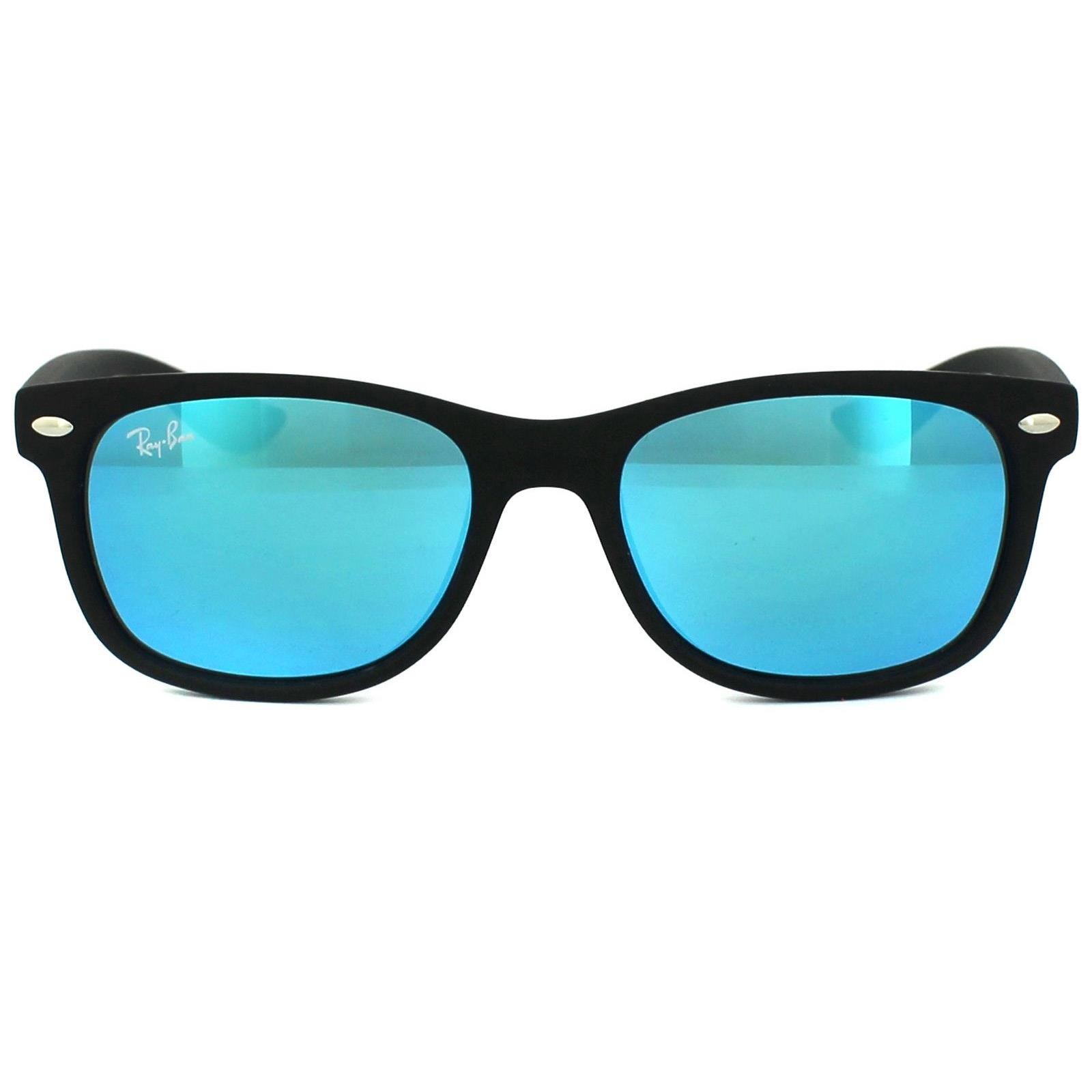Ray-Ban Junior Sunglasses 9052 100S55 Matt Black Blue Flash Mirror