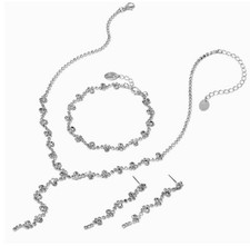 NEW Claire's Earrings Necklace Bracelet Silver-tone Princess Jewelry Set