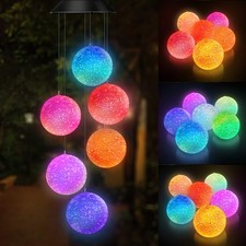 Portable Waterproof Color Changing Solar Power Wind Chime Spiral Spinner