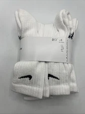 Nike Women's White Socks Cushioned Socks Medium White 6 Pack of Crew Socks New