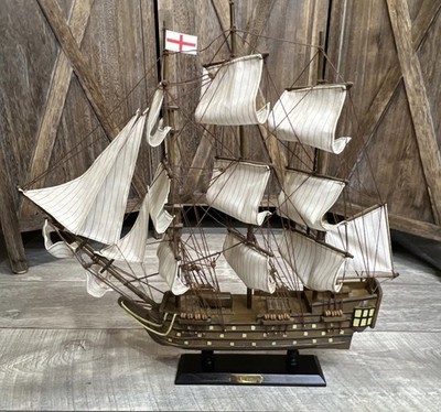 Vintage Wooden Sailing Ship Model HMS VICTORY British Naval Warship 22  Length