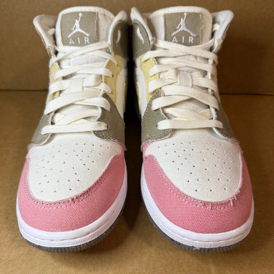 Nike Air Jordan 1 Mid SE GS Pastel Grind Verde Vivo DJ0338-100 Talla 5Y Foto 2 de 4