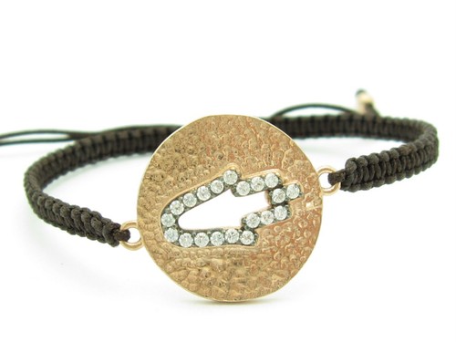 18KT ROSE STERLING SILVER DIAMOND SET SAPPHIRE HAMSA HAND OF GOD COIN BRACELET - 第 1/1 張圖片