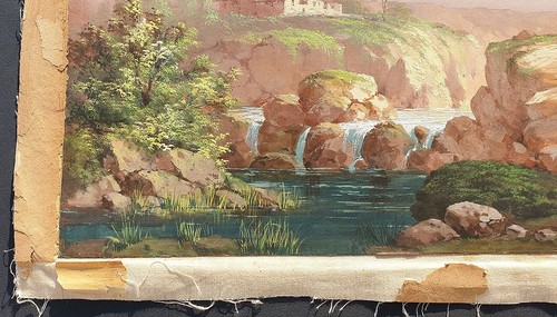 Ampia gouache antica 1880 circa paesaggio italiano grand tour tempera veduta - Foto 2 di 8