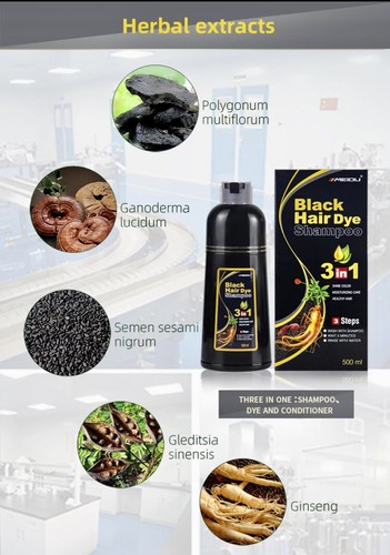 Permanent Black Hair  Dye Shampoo Fast Hair Dye Shampoo 3 In One (US Seller) - Picture 10 of 16