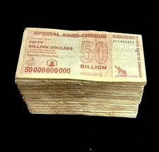400 pcs x Zimbabwe 50 Billion dollar agro cheque banknotes-4 bundles
