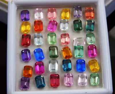 Natural 120 Ct Emerald Cut 11-12 Pcs Multi Color Sapphire Loose Gemstone Lot
