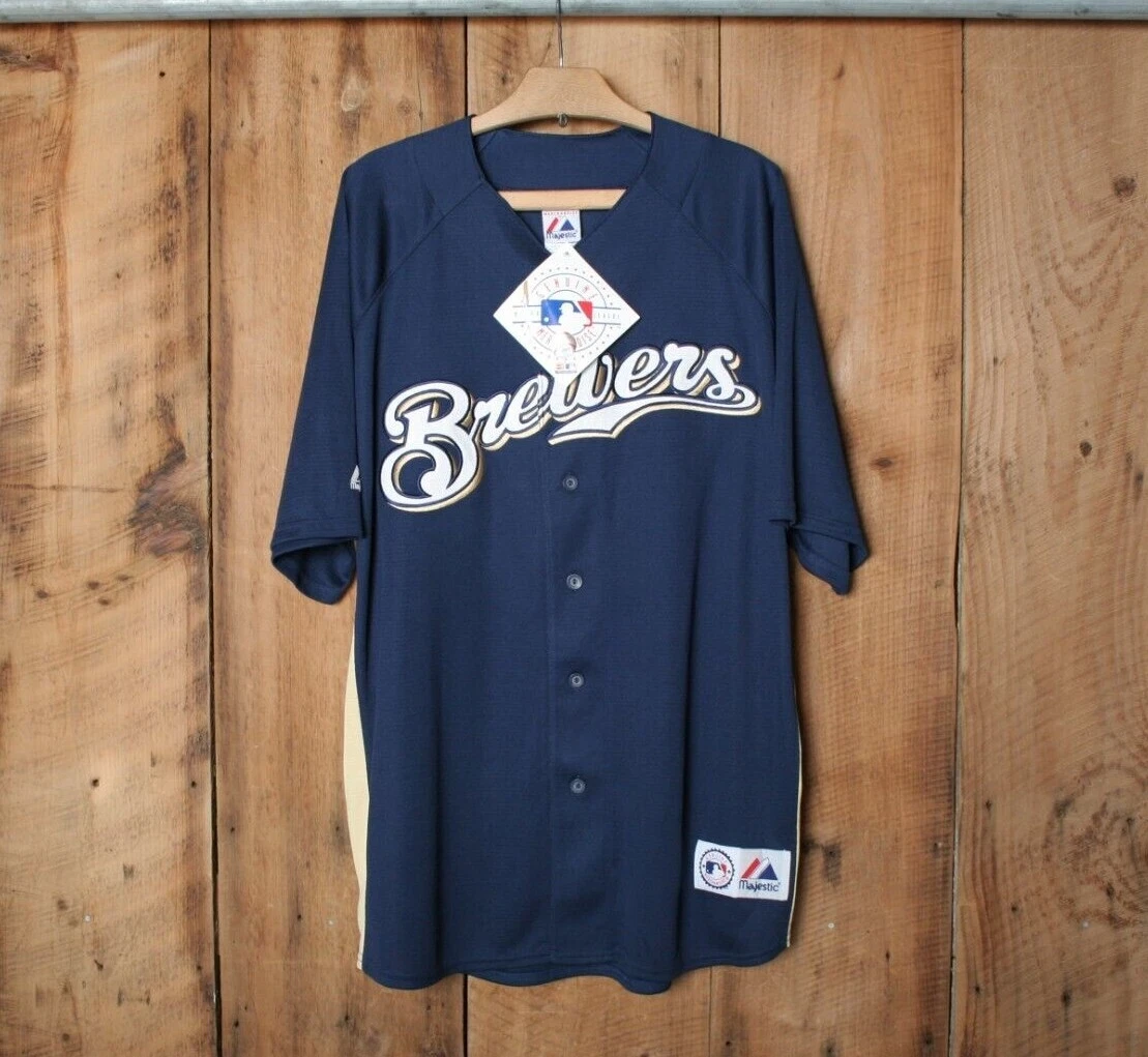 MAJESTIC Milwaukee Brewers Blank Back Blue Alternate Jersey Sz. XL