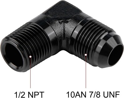 RaceFlux Low-Profile 90-degree -10AN Male Flare To -10AN Male O-ring - Foto 11