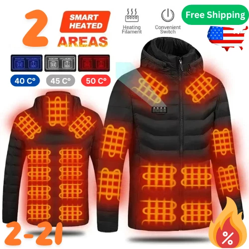 Chaqueta Térmica Calefactable De Hombre Abrigo Con Capucha Calentador Eléctrico - Picture 1 of 23