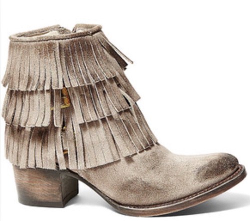 FREEBIRD BY STEVEN BELLE FRINGE BOOTIE SUEDE BOOTS WESTERN MOCCASIN GREY  BOHO 7 - Picture 2 of 12