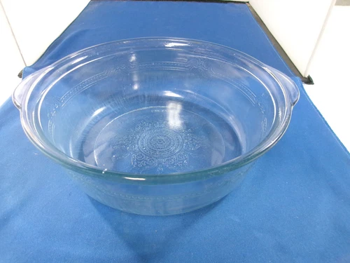 Vintage Fire King Philbe Sapphire Blue 8” Casserole Baking Dish Tab Handles